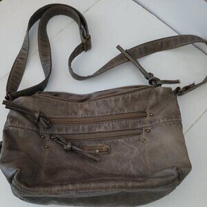 Stone and Company Soft Gray Leather Crossbody Purse